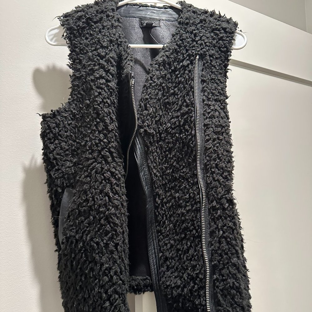 Top Shop Black Shearling Vest